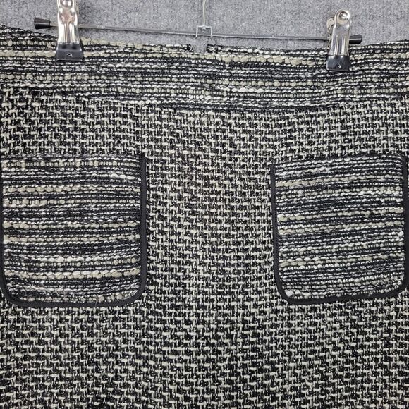 LOFT Black Boucle Double Pocket Lined Tweed A-Line Mini Skirt SIZE 6 - Picture 3 of 11